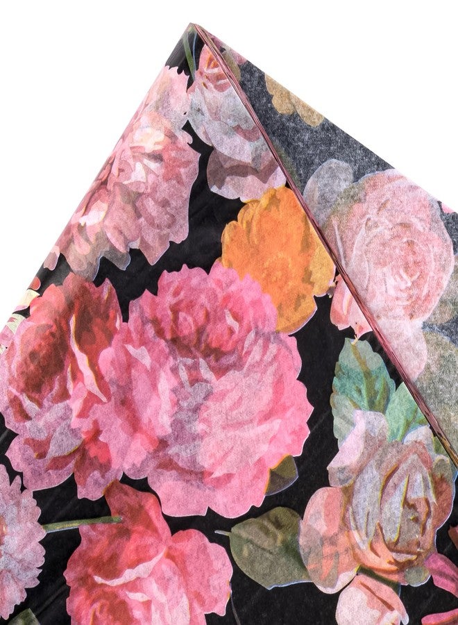 WRAPAHOLIC Floral Tissue Paper - 60 Sheets 14 x 20 Inch Black Colorful Flower Tissue Paper Bulk for Wedding Birthday Baby Showers Art Craft Tea Party Favor Decoration - Image 3